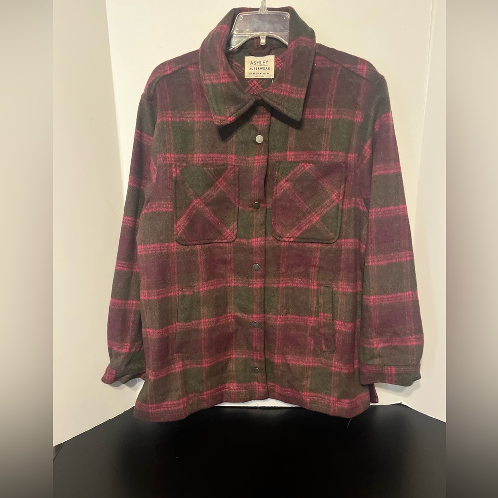 Ashley By 26 International Outerwear Plaid Shacket Jacket Women M